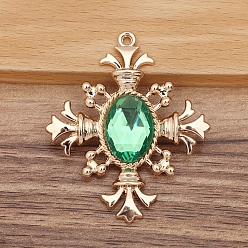 Зеленый Ромбовидные подвески из сплава со стразами, зелёные, 52x45 мм