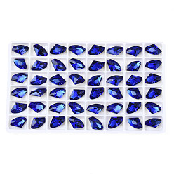 Bleu Moyen  48 cabochons de strass en verre, accessoires nail art de décoration, facette, bleu moyen, 14x9x5mm