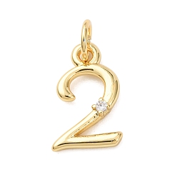 Настоящее золото 18K Латунные микро проложить кубического циркония подвески, числовые прелести, без кадмия и без свинца, стойки покрытие, долговечный, с целью перехода в кольце, реальный 18 k позолоченный, 13.5x8.5x2 мм, отверстие : 3.4 мм