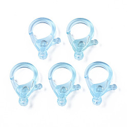 Светло-Синий Прозрачные акриловые застежки в виде когтей лобстера, голубой, 25.5x18x6 мм, отверстие : 1.8 мм