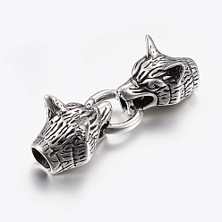 Античное Серебро 316 пружинные кольца из хирургической нержавеющей стали, уплотнительные кольца, с мозг заканчивается, для изготовления кожаных браслетов, волк, античное серебро, 61x18 мм