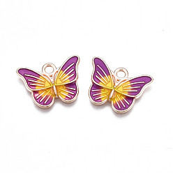 Фиолетовый Подвески из эмали и сплава, без кадмия и без свинца, бабочка, фиолетовые, 13.5x18x2 мм, отверстие : 2 мм