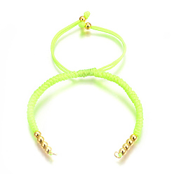 Зелено-Желтый Плетеные браслеты из бисера из нейлонового шнура, с латунной бисера, долговечный, реальный 24 k позолоченный, зеленый желтый, 10-1/4 дюйм (26 см) ~ 11-5/8 дюйм (29.6 см)