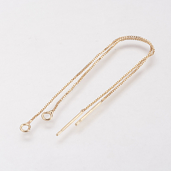 Golden Brass Chain Stud Earring Findings, Ear Threads, Light Gold, 93mm, Pin: 0.5mm