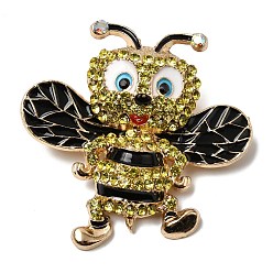 Черный Значки с пчелами и стразами, эмалированные, броши из сплава для одежды рюкзака, золотые, чёрные, 57x58 мм