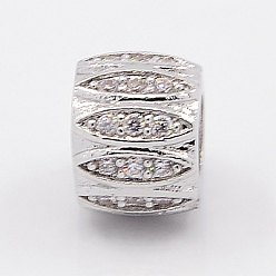 Платина Латунные микро проложить Цирконий Европейский бисером, без свинца, без никеля и без кадмия, рондель, платина, 7x9 мм, отверстие : 4.5 мм