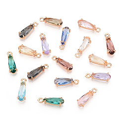 (52) Непрозрачная лаванда Граненые подвески стекла, с медными тонированными латунными открытыми спинками, слеза, разноцветные, 14.5x4.5x4 мм, отверстие : 1.2 мм