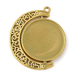 Золотой Вращающиеся 304 подвески-кабошоны из нержавеющей стали, луна, золотые, лоток : 25.5 мм, 41.5x34.5x3.5 мм, отверстие : 2.5 мм