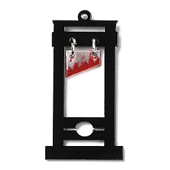 Черный Хэллоуин акриловые подвески, с железным кольцом, прямоугольные, чёрные, 45x23x1.5 мм, отверстие : 1.4 мм