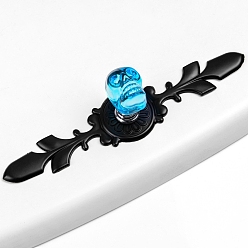 Светло-Голубой Цинковый сплав и k9 ручка ящика с черепом из хрусталя, с винтами, шкаф тянет ручки для ящика, аксессуары для дверных ручек, Хэллоуин тема, электрофорез черный, Небесно-голубой, 168 мм