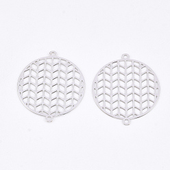Платина Соединители латунные звенья, гравированные металлические украшения, долговечный, плоские круглые со стрелкой, платина, 23.5x20x0.3 мм, отверстие : 1 мм
