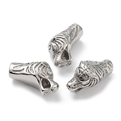 Нержавеющая Сталь Цвет Устойчивы к потускнению 304 наконечники шнура из нержавеющей стали, для изготовления кожаных браслетов, голова тигра, цвет нержавеющей стали, 35x17x19 мм, отверстие : 8 мм