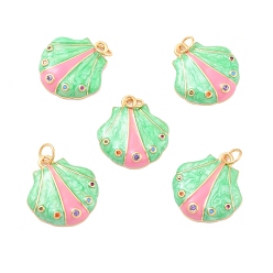 Настоящее золото 18K Экологически чистый кубический цирконий из латуни с эмалевыми подвесками, долговечный, без свинца, без кадмии и без никеля, реальный 18 k позолоченный, 19.5x18x3.5 мм, отверстие : 3 мм