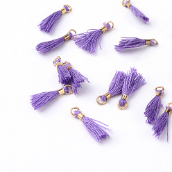Средний Фиолетовый Кулон с кисточкой из поликоттона (полиэстер), С несварными железными прыжковыми кольцами, золотые, средне фиолетовый, 10~16x2 мм, отверстие : 1.5 мм