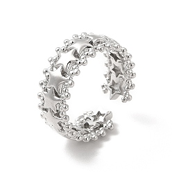 Платина Латунные манжеты с обручем в форме звезды для женщин, долговечный, без кадмия и без свинца, платина, размер США 6 1/2, внутренний диаметр: 16.9 мм, 8 мм