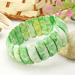 Rasen grün Meer weißer Jade Stretch-Armbänder, Rasen grün, 50 mm