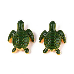 Зеленый Непрозрачная смола декодирует кабошоны, черепаха, зелёные, 31x24.5~25x12 мм