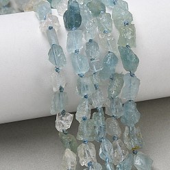 Аквамарин Природные Аквамарин бисер нитей, грубые бусины, самородки, 4~11x4~8x4~7 мм, отверстие : 0.6 мм, около 46~61 шт / нитка, 16.14~16.69'' (41~42.4 см)