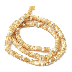 Цвет Древесины 1 нитка натуральных бусин из ракушек трохид/трохус, Плоский круглый / диск, Heishi бусы, деревесиные, 6x2 мм, отверстие : 0.7 мм, около 174~176 шт / нитка, 15.94 дюйм (40.5 см)