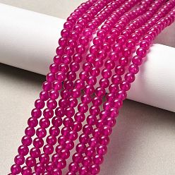 Средний Фиолетово-красный Натуральные и крашеные нити шарик Malaysia нефрита, круглые, средне фиолетовый красный, 4 мм, отверстие : 0.8 мм, около 92 шт / нитка, 15 дюйм