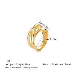 Real 18K Gold Plated Irregular 304 Stainless Steel Finger Rings for Women, Real 18K Gold Plated, US Size 8(18.1mm)