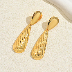 Teardrop Латунные качают серьги, реальный 18 k позолоченный, слеза, 68x17 мм