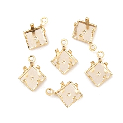 Настоящее золото 24K Ромбовидные латунные оправы с пришивными зубцами, настройки когтей для остроконечных страз, без кадмия и без свинца, реальный 24 k позолоченный, 11x8x5 мм, отверстие : 1 мм, Размер лотка: 7x7 мм