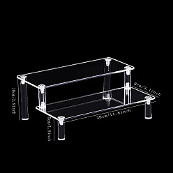 Прозрачный 2-ярусные акриловые фигурки демонстрируют подставки, для глухих коробов, ювелирные изделия, кекс, прозрачные, 30x8 см