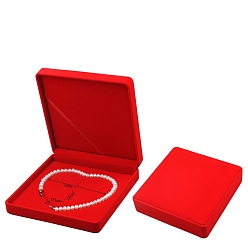 Красный Бархат ожерелье коробки, коробка для упаковки ювелирных изделий, квадратный, красные, 19x19x4 см