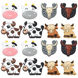 (52) Непрозрачная лаванда 16 шт. 8 стиль, экологически чистые силиконовые фокальные бусины пищевого качества, корова и крупный рогатый скот, разноцветные, 28~30x26~38x7~9 мм, отверстие : 2~3 мм, 2 шт / стиль