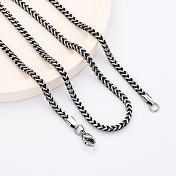 Черный Цвет Металла 2.5мм 304 ожерелья из нержавеющей стали с цепочкой из пшеницы, металлический черный , 23.90 дюйм (60.7 см)
