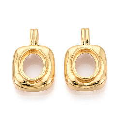 Настоящее золото 24K 925 Прямоугольная заготовка из стерлингового серебра в оправе в форме чаши для подвески-кабошона, овальные подносы с открытой задней стенкой для кабошонов, реальный 24 k позолоченный, 23.5x15x5 мм, отверстие : 6x2.5 мм, Размер лотка: 9x11 мм