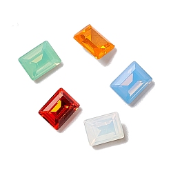 Mixed Color Opal Style K9 Glass Rhinestone Cabochons, Pointed Back & Back Plated, Faceted, Rectangle, Mixed Color, 8x6x3.5mm