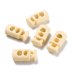 Папайя Оранжевый Пластиковый пружинный стопорный цилиндр замка шнура, с железной фурнитурой, 2-луночное, платина, papayawhip, 23.5x12x8.5 мм, отверстие : 6x3.5 мм