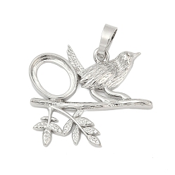 Птица Сеттинги для кулона (кабошонов), латунь , настройки открытой спины, животных серии, платина, птица, 28.5x32.5x4 мм, отверстие : 8 мм, лоток : 13x10 мм