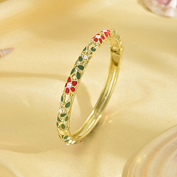 Разноцветный Эмалевый браслет-цветок со стразами, шарнирный браслет из золотого цинкового сплава, красочный, нет размера