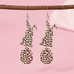 Разноцветный Пасхальные акриловые серьги-подвески, кролик с яйцом, платина, красочный, 84x18 мм