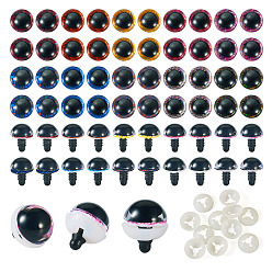 (52) Непрозрачная лаванда 40 наборы 10 цвета пластиковые поделки глаза, безопасные глаза, с распоркой, для изготовления кукол, полукруглый, разноцветные, 14~20x1~16 мм, 4 наборы / цвет