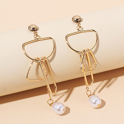 Золотой Серьги-гвоздики из сплава и искусственного жемчуга с кисточками, г-образный, золотые, 95 мм