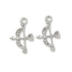 Платина Подвески из сплава и страза, амулеты из лука и стрел, без свинца и без кадмия, стойки покрытие, платина, 19.5x12.5x1.7 мм, отверстие : 1.8 мм