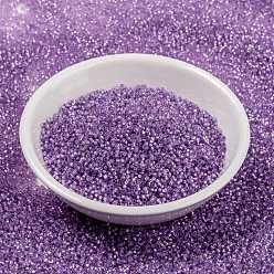 (RR574) Dyed Lilac Silverlined Alabaster MIYUKI Round Rocailles Beads, Japanese Seed Beads, 15/0, (RR574) Dyed Lilac Silverlined Alabaster, 1.5mm, Hole: 0.7mm, about 250000pcs/pound