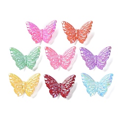 (52) Непрозрачная лаванда Непрозрачные акриловые бусины с УФ-покрытием, радужный, бабочка, с треском, разноцветные, 27.5x37.5x8.5 мм, отверстие : 2 мм