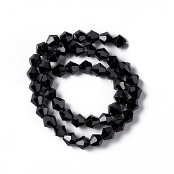 Black Imitation Austrian Crystal 5301 Bicone Beads, Faceted Glass Beads Strands, Black, 6x6mm, Hole: 1.2mm, about 47~48pcs/strand, 10.24 inch~10.43 inch(26~26.5cm)