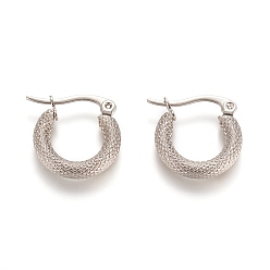 Нержавеющая Сталь Цвет Устойчивые к потускнению 201 серьги-кольца из нержавеющей стали геометрической формы, с 304 штифтов из нержавеющей стали, гипоаллергенные серьги, , кольцо, цвет нержавеющей стали, 16~17.5x3 мм, 9 датчик, штифты : 1x0.6 мм