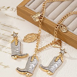 Золотой & Серебряный Комплекты из ковбойских сапог, цинкового сплава, серег и ожерелий для женщин, золотой и серебряный, 470 мм