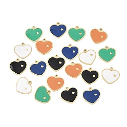 (52) Непрозрачная лаванда 304 подвески из нержавеющей стали, сердце прелести, с эмалью, золотые, разноцветные, 11.5x12x1 мм, отверстие : 1.2 мм