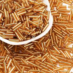 (932FM) Темно-синий аква-матовый с подкладкой Серебряные подкладке прозрачное стекло стеклярусом, темно-золотистые, 9x2.5 мм, отверстия: 0.5 мм, около 6500 шт / мешок