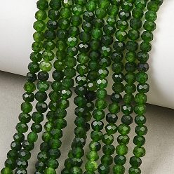 Dark Green Dyed Natural Whie Jade Beads Strands, Rondelle, Faceted, Dark Green, 4x3~3.5mm, Hole: 0.8mm, about 105~106pcs/strand, 14.57''~14.76''(37~37.5cm)