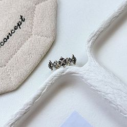 Античное Серебро Ретро латунные кольца на палец с микропаве из кубического циркония, крестик, античное серебро, внутренний диаметр: 15~20 мм