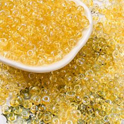 Оранжевый 3/0 краска для выпечки прозрачные цвета стеклянные круглые бусины, класс А, круглое отверстие, оранжевые, 5.5x3 мм, отверстие : 1.8 мм, Около 2500 шт / фунт